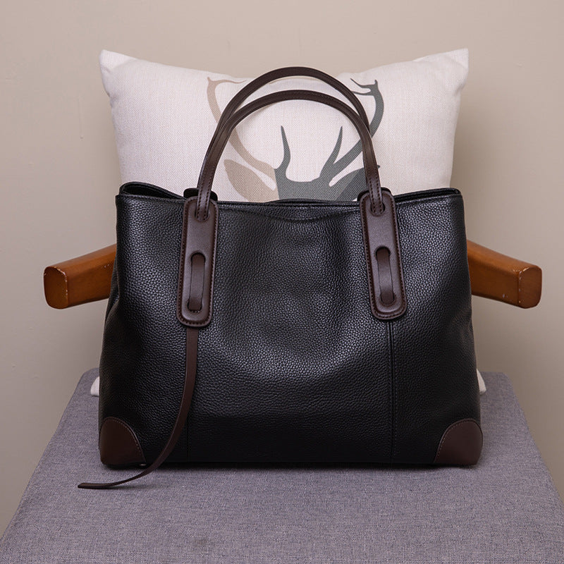 Large Soft Leather Tote Bag - Women's Shoulder Bag for Work & Commute