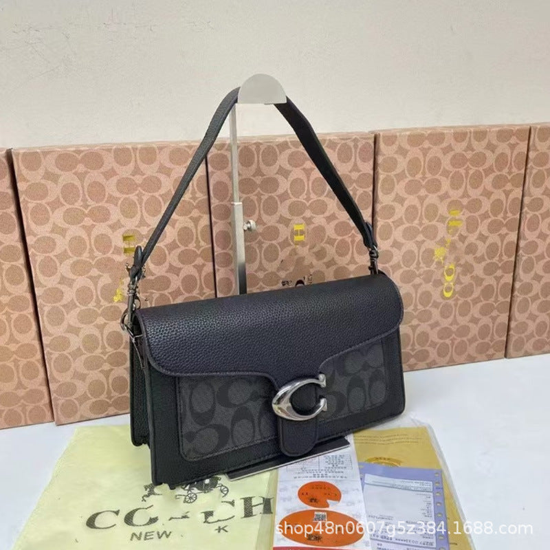 Litchi Pattern Square Bag - Crossbody Shoulder Handbag