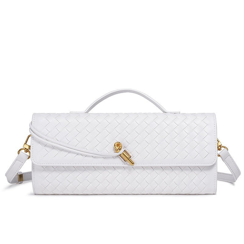 Woven Accordion Baguette Bag - Shoulder Crossbody