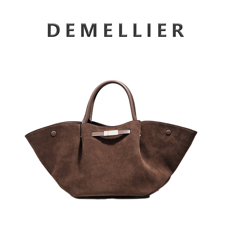 Suede Frosted Tote Bag - Retro Commuter Shoulder Handbag