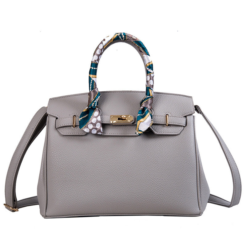 Premium Pebbled Leather Handbag - Classic Tote with Gold Hardware