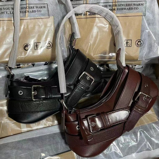Fashion Belt Decorated Underarm Bag Retro Easiest for Match Handbag Light Luxury Women's Shoulder Bag