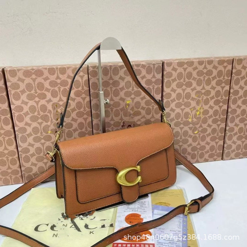 Litchi Pattern Square Bag - Crossbody Shoulder Handbag