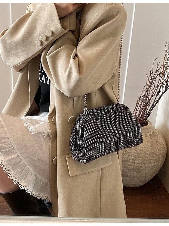 Crystal Embellished Clutch Bag - Luxury Evening Shoulder Bag