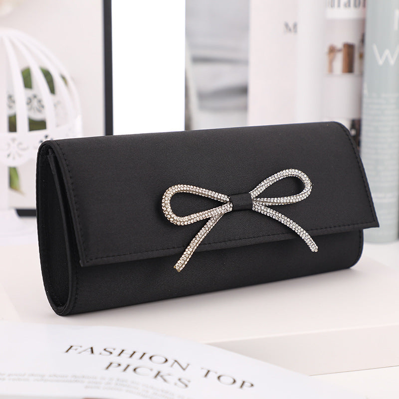 Bow-Tie Evening Clutch - Elegant Solid Color Bag