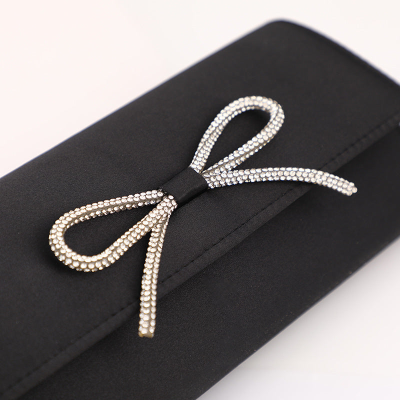 Bow-Tie Evening Clutch - Elegant Solid Color Bag