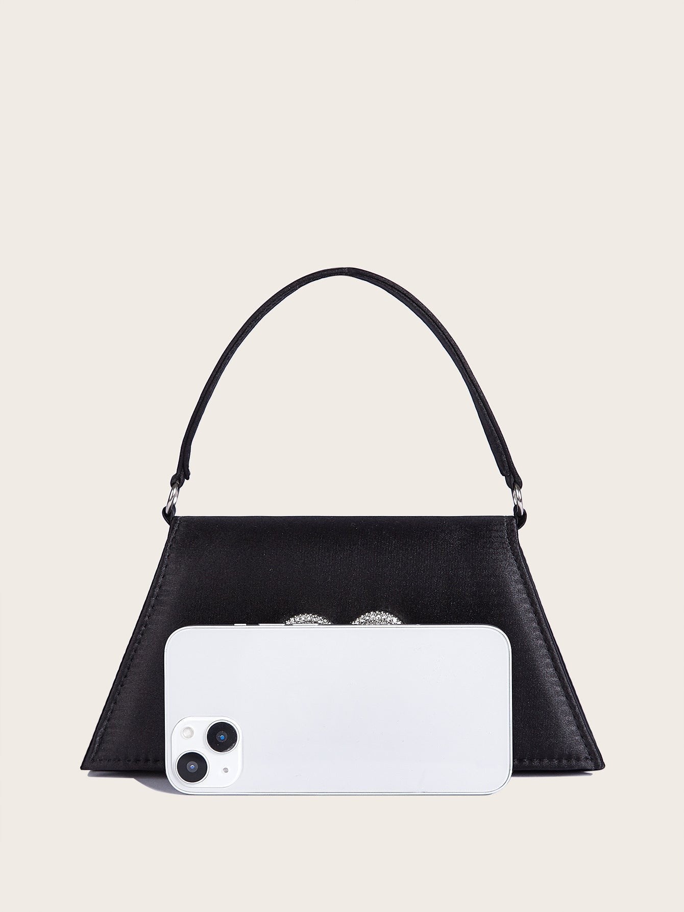 Heart-Shaped Diamond Evening Clutch - Black