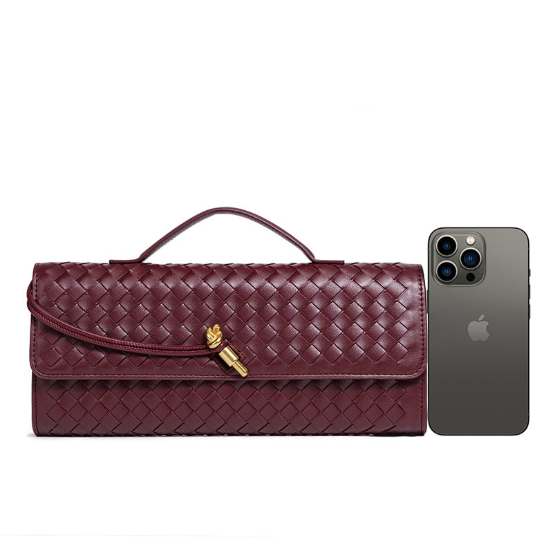 Woven Accordion Baguette Bag - Shoulder Crossbody