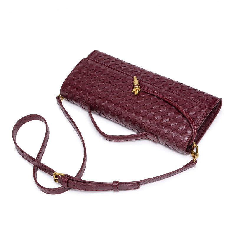 Woven Accordion Baguette Bag - Shoulder Crossbody