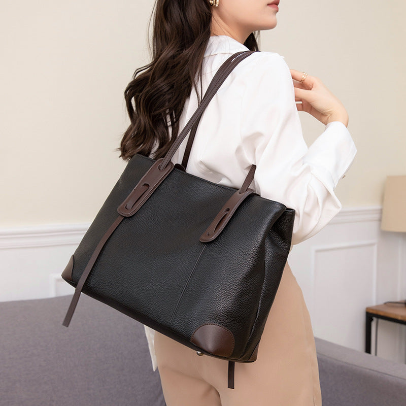 Large Soft Leather Tote Bag - Women's Shoulder Bag for Work & Commute