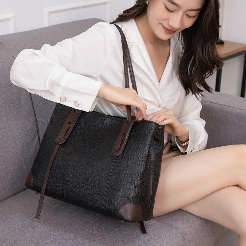 Large Soft Leather Tote Bag - Women's Shoulder Bag for Work & Commute