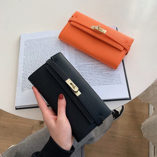 Platinum Detail Long Wallet - Korean Fashion Clutch