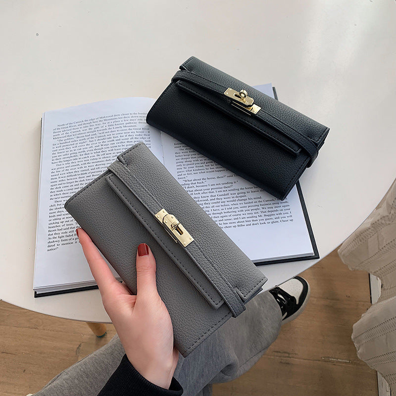 Platinum Detail Long Wallet - Korean Fashion Clutch