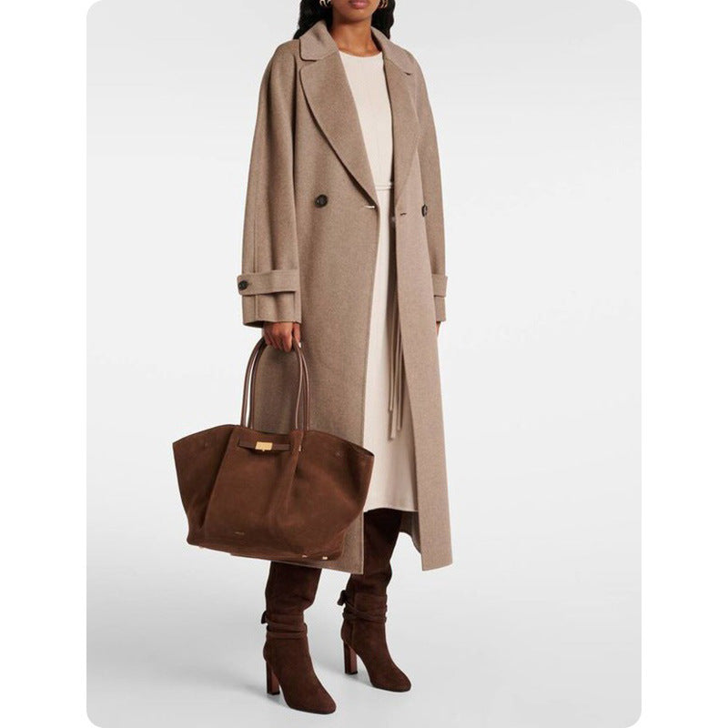 Suede Frosted Tote Bag - Retro Commuter Shoulder Handbag