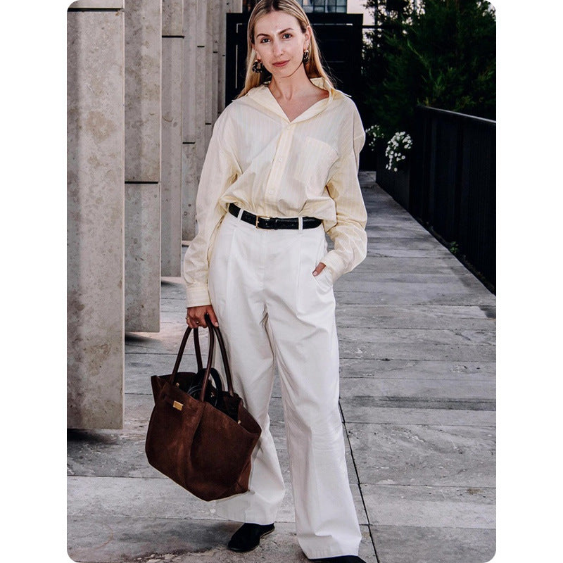 Suede Frosted Tote Bag - Retro Commuter Shoulder Handbag