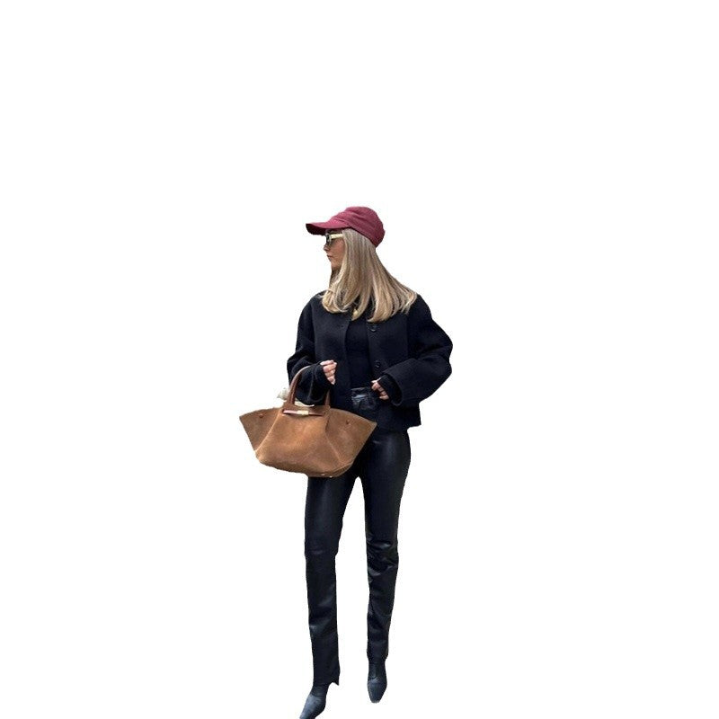 Suede Frosted Tote Bag - Retro Commuter Shoulder Handbag