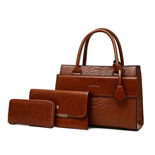 Crocodile Embossed Crossbody Shoulder Bag Set