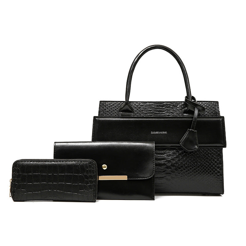 Crocodile Embossed Crossbody Shoulder Bag Set