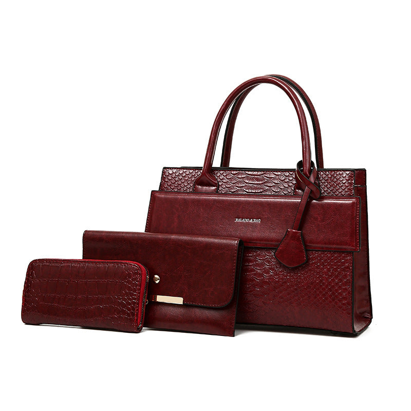 Crocodile Embossed Crossbody Shoulder Bag Set