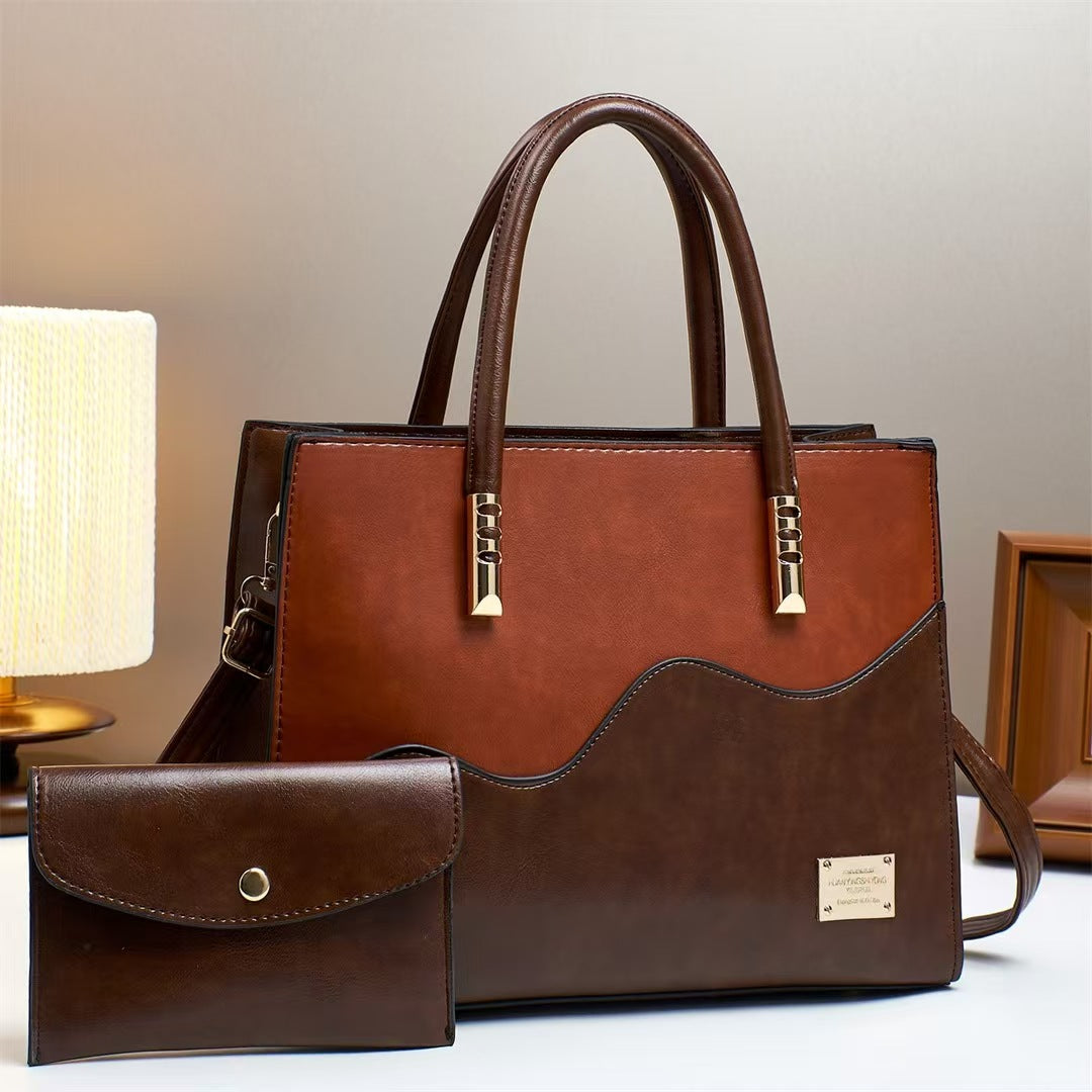 Color Block Tote Bag - Large Capacity Women's Handbag