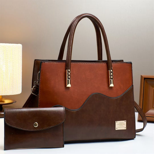Color Block Tote Bag - Large Capacity Women's Handbag