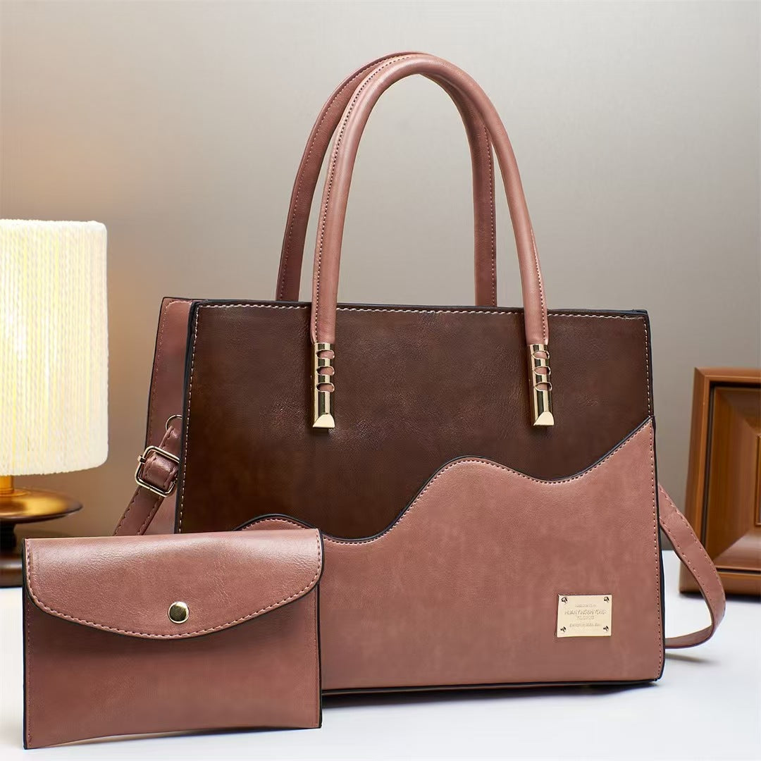 Color Block Tote Bag - Large Capacity Women's Handbag