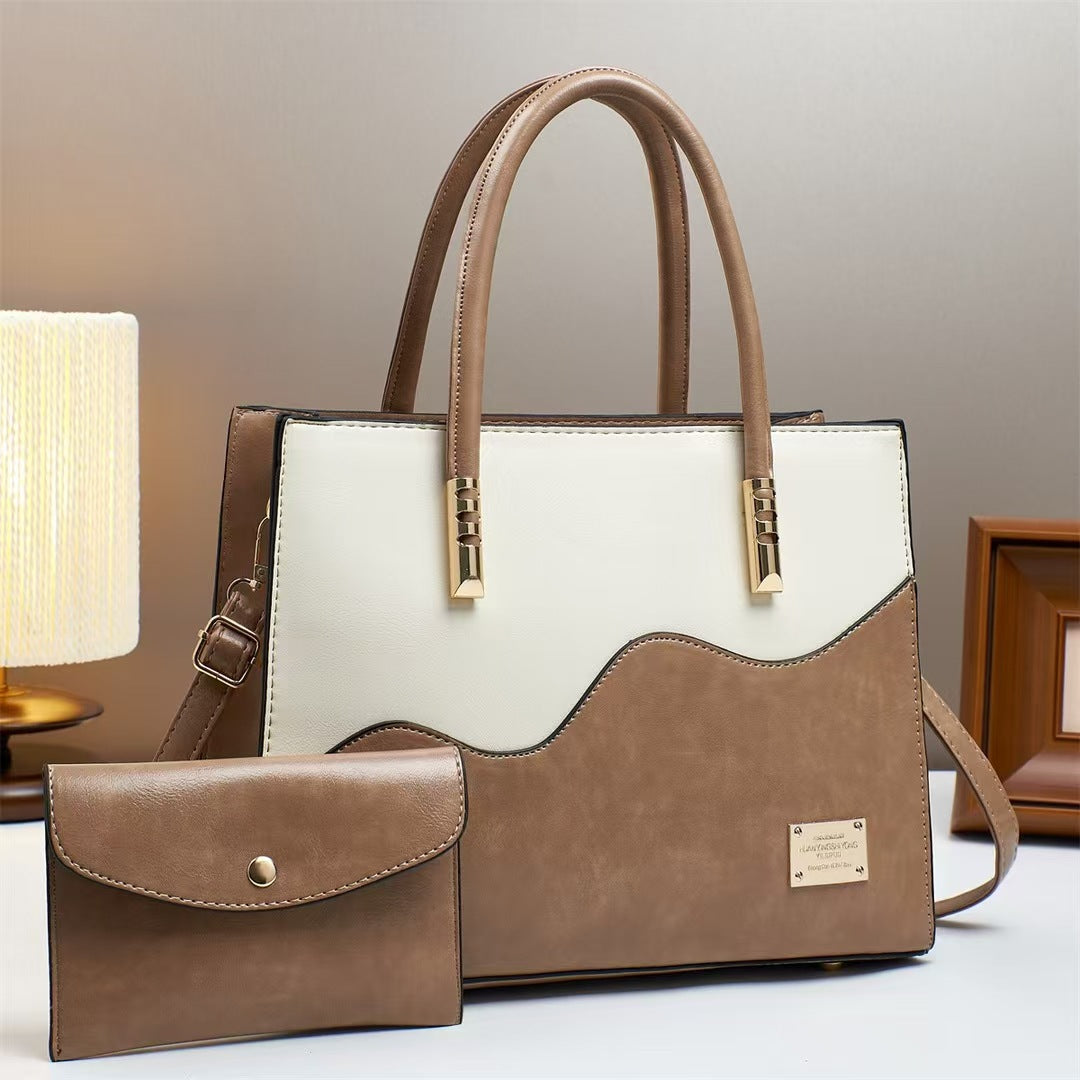 Color Block Tote Bag - Large Capacity Women's Handbag