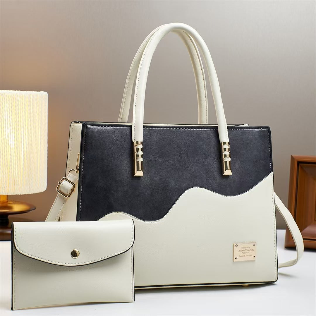 Color Block Tote Bag - Large Capacity Women's Handbag