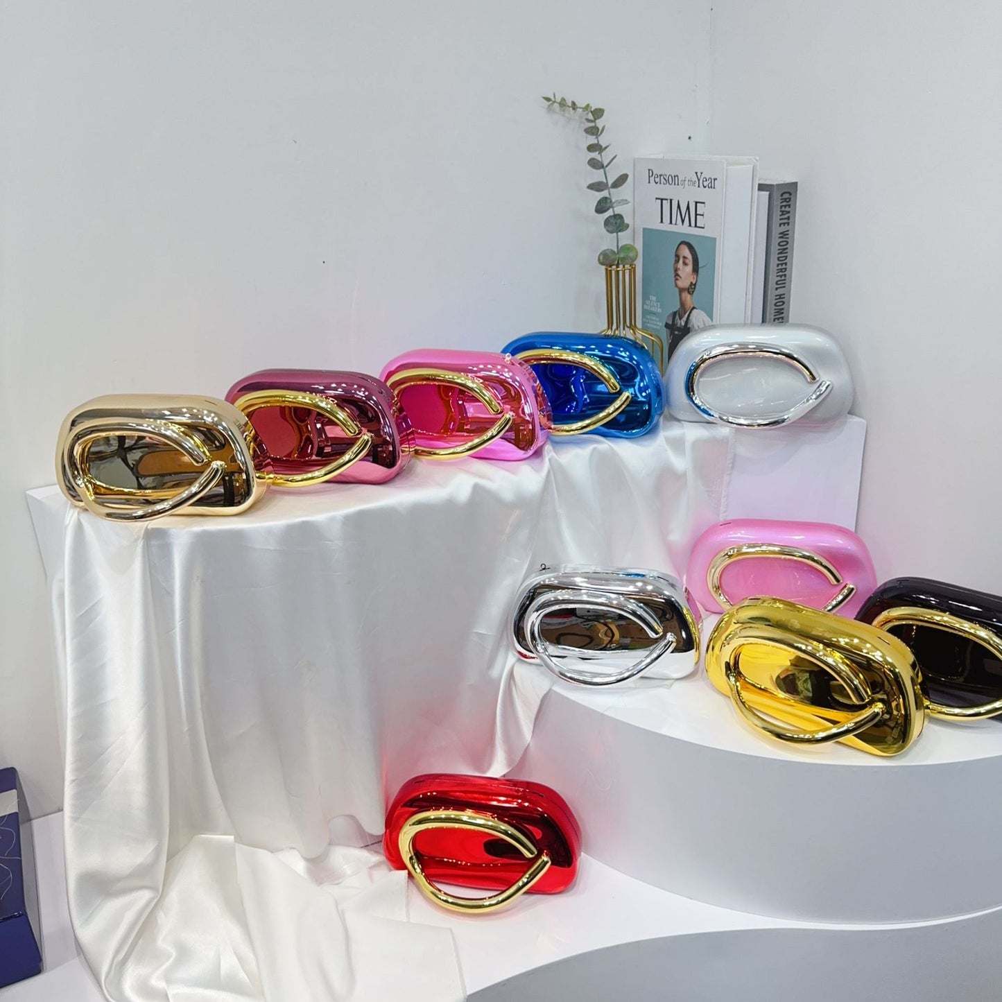 Vintage Round Box Clutch Bag - Acrylic Evening Crossbody Bag