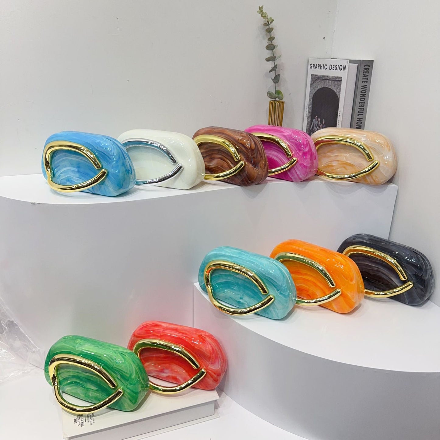Vintage Round Box Clutch Bag - Acrylic Evening Crossbody Bag