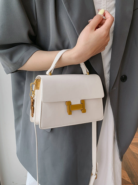 Korean Style Small Square Crossbody Bag - Casual Solid Color Shoulder Handbag
