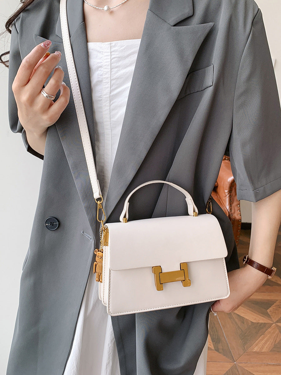 Korean Style Small Square Crossbody Bag - Casual Solid Color Shoulder Handbag