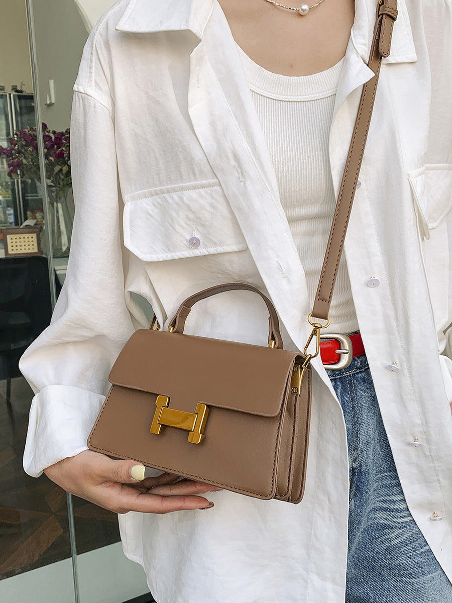 Korean Style Small Square Crossbody Bag - Casual Solid Color Shoulder Handbag