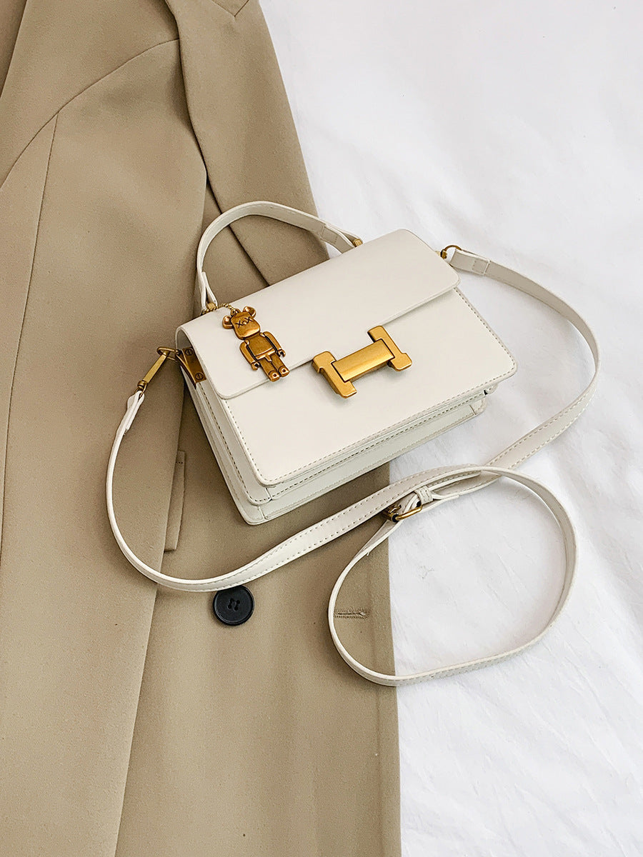 Korean Style Small Square Crossbody Bag - Casual Solid Color Shoulder Handbag