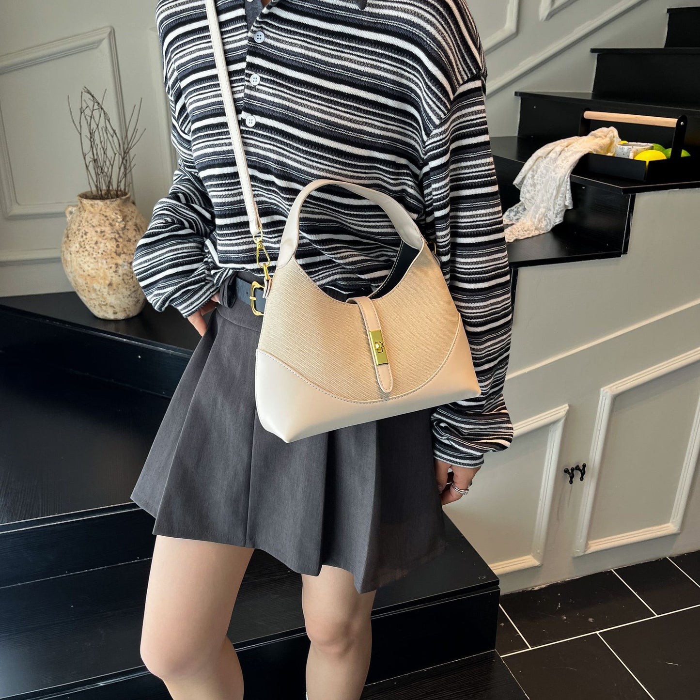 Contrast Color Dumpling Bag - Versatile Crossbody Shoulder Bag