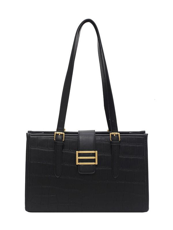 Stone Pattern Tote Bag - French Style Large Capacity Shoulder Bag