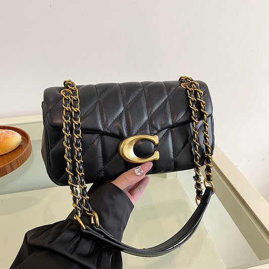 Diamond Embroidered Chain Bag - Luxury Crossbody Handbag