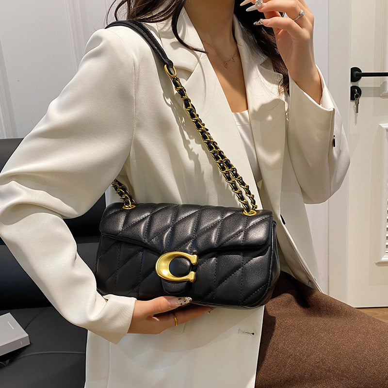 Diamond Embroidered Chain Bag - Luxury Crossbody Handbag
