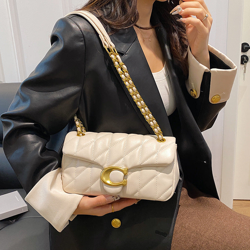 Diamond Embroidered Chain Bag - Luxury Crossbody Handbag