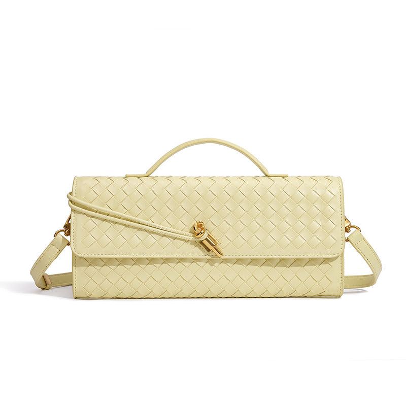 Woven Accordion Baguette Bag - Shoulder Crossbody