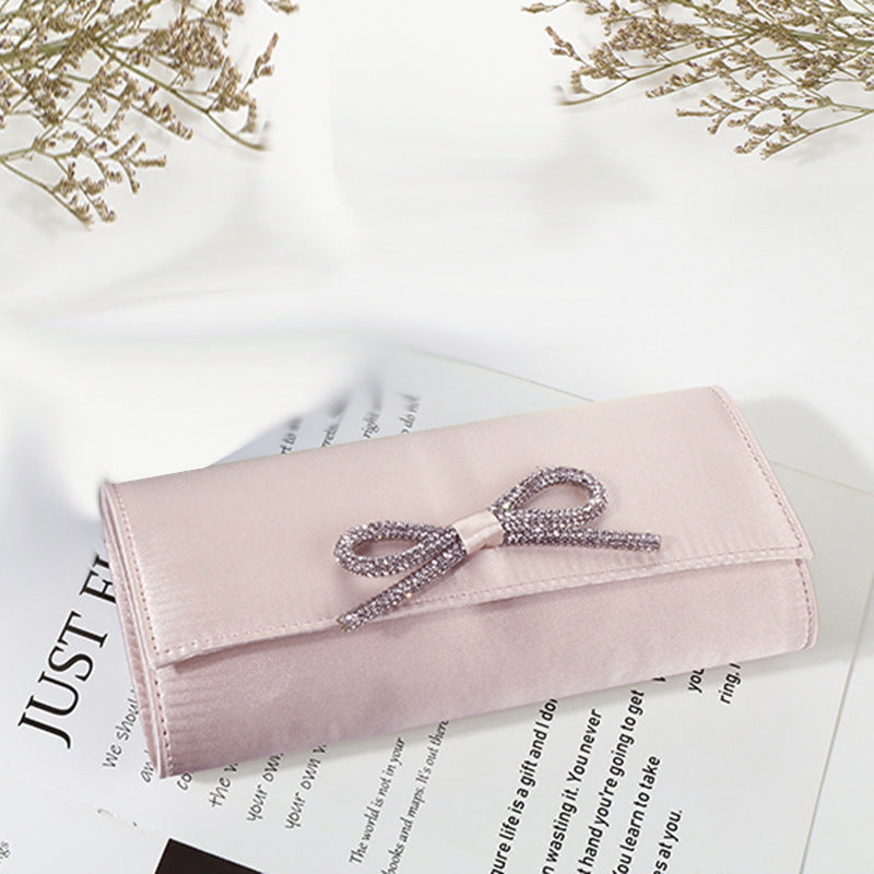 Bow-Tie Evening Clutch - Elegant Solid Color Bag