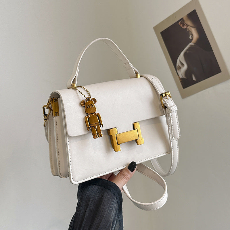 Korean Style Small Square Crossbody Bag - Casual Solid Color Shoulder Handbag