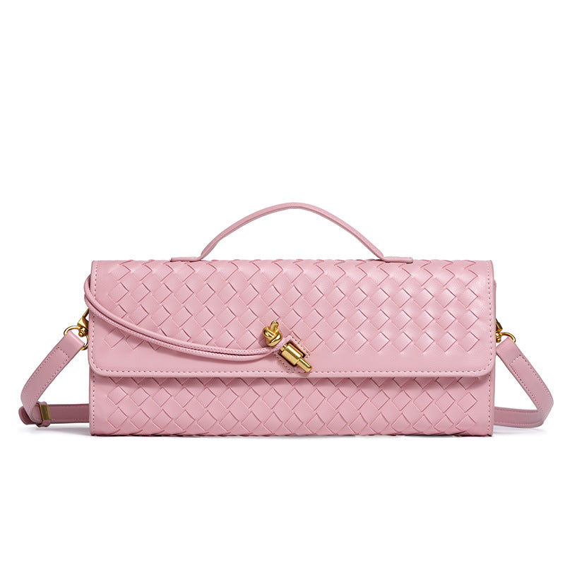 Woven Accordion Baguette Bag - Shoulder Crossbody