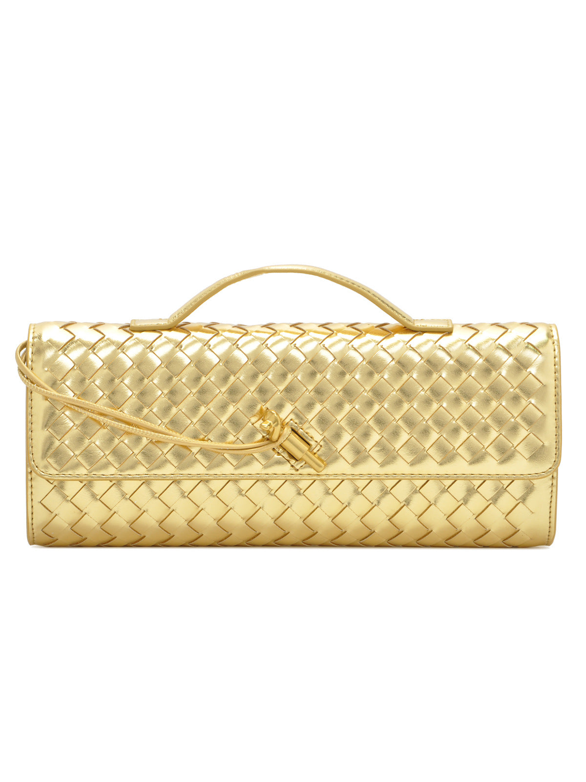 Woven Accordion Baguette Bag - Shoulder Crossbody