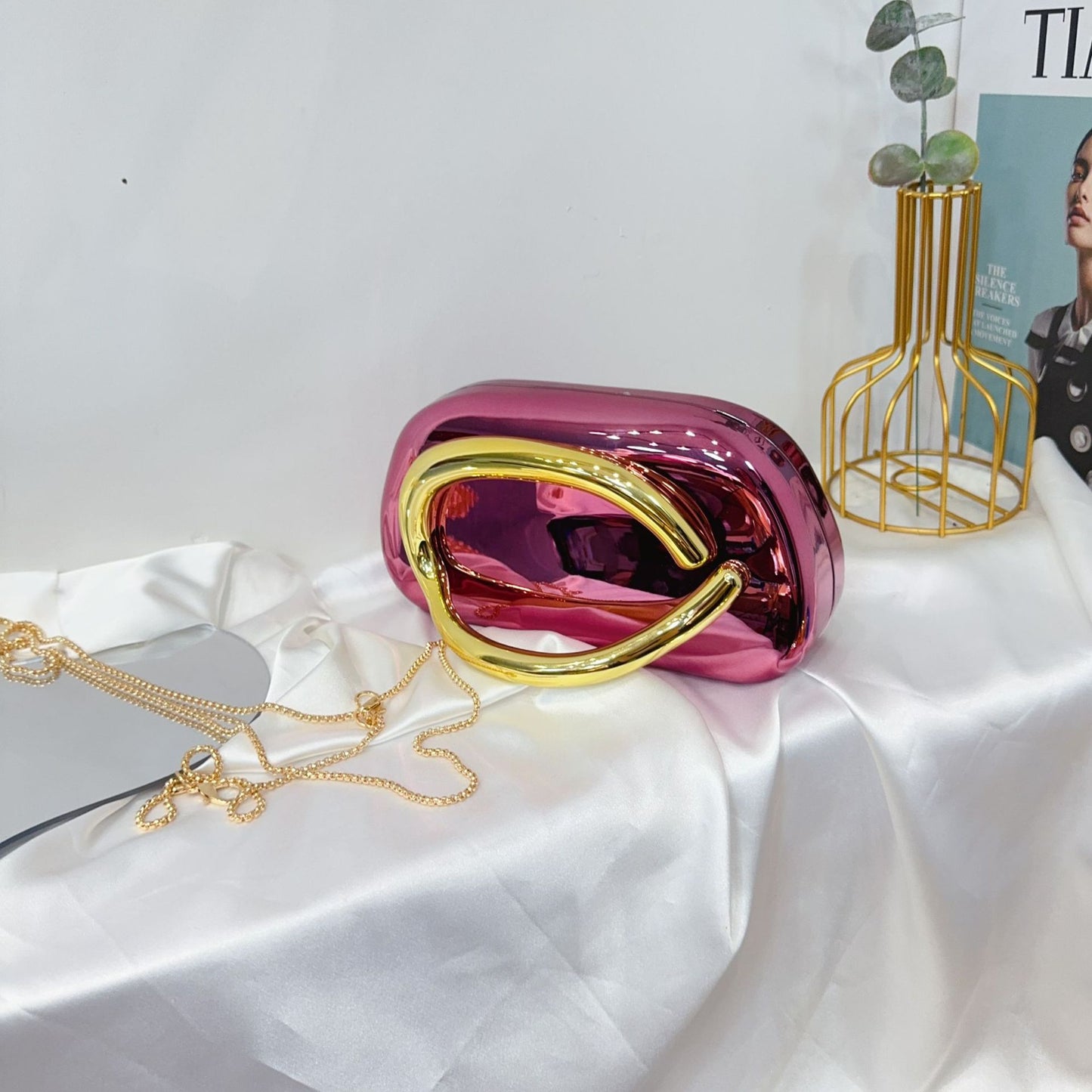 Vintage Round Box Clutch Bag - Acrylic Evening Crossbody Bag
