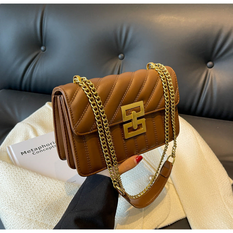 Quilted Rhombic Chain Shoulder Bag - Small Square Crossbody Handbag
