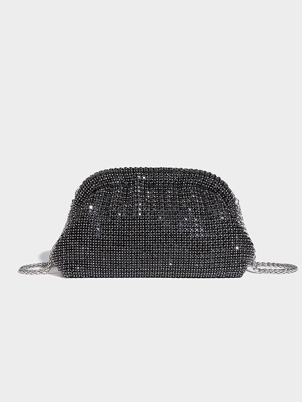 Crystal Embellished Clutch Bag - Luxury Evening Shoulder Bag