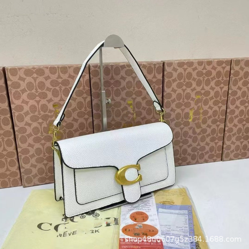 Litchi Pattern Square Bag - Crossbody Shoulder Handbag