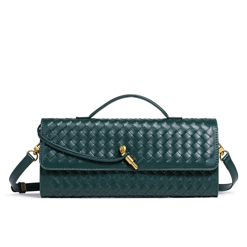 Woven Accordion Baguette Bag - Shoulder Crossbody
