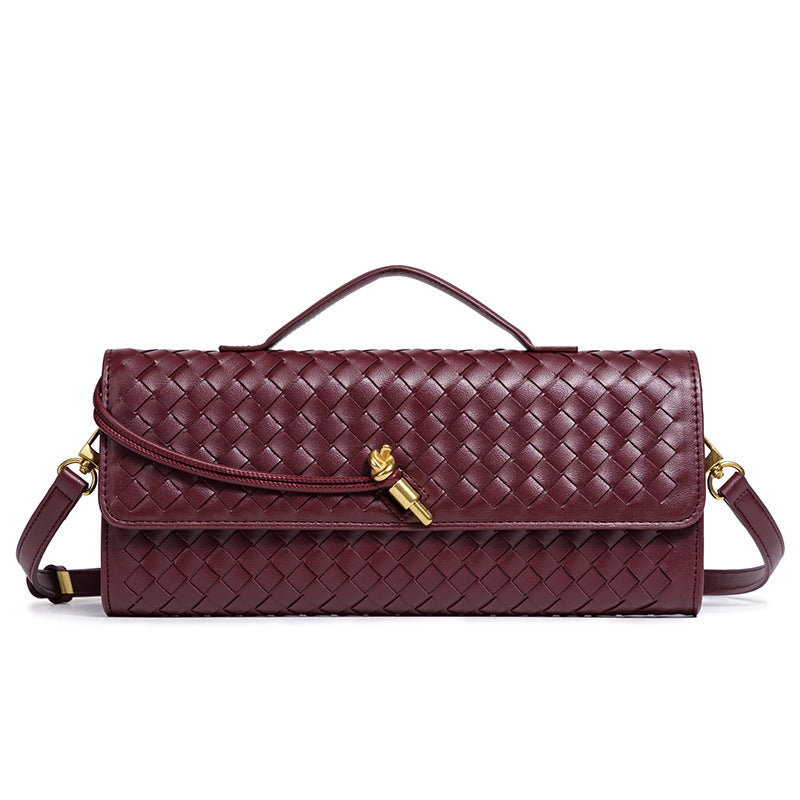 Woven Accordion Baguette Bag - Shoulder Crossbody